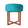 Puff Madrid Luxo Bronze Assento Suede Azul Turquesa - 1