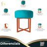 Puff Madrid Luxo Bronze Assento Suede Azul Turquesa - 2