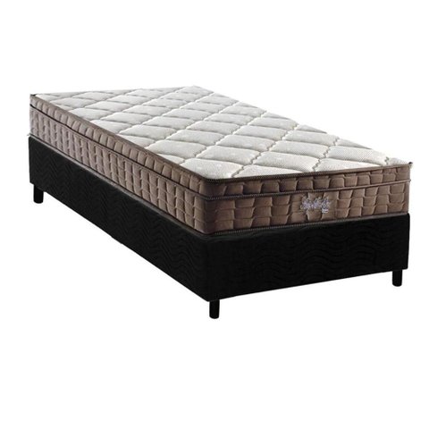 Cama Box Solteiro: Colchão Ortopédico D Angelis Anjos D28 / Ag65 Anjos Star + Base Crc Suede Black