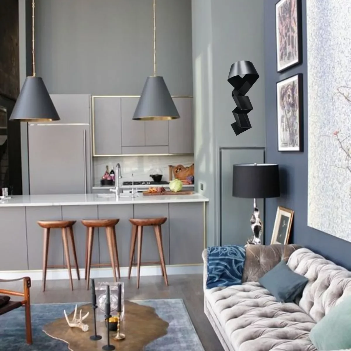 Ver imagem 2 de Decoração de Parede Escultura de Metal Exclusivo no Brasil Home Decor Preto