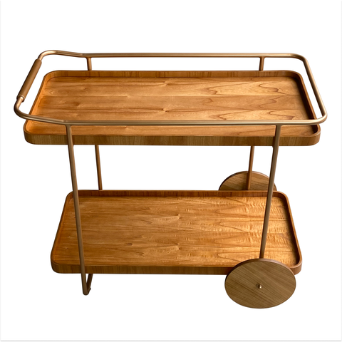 Carrinho Bar Estilo Industrial Moderno e Grande - Madeira Maciça