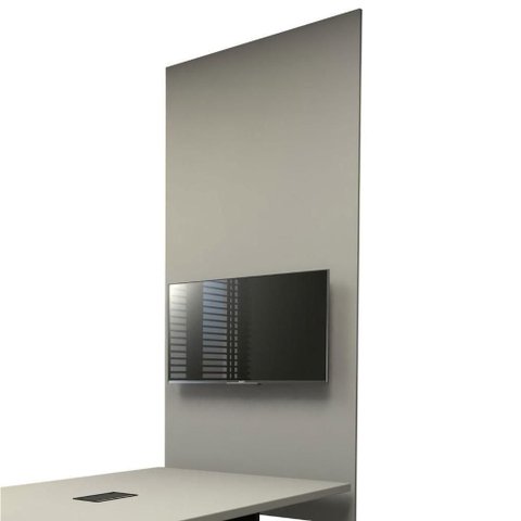 Painel para TV Sala de Reuniao sem Porta MDF 90cm Cinza Sagrado F5 Office