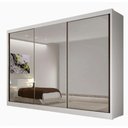Ver imagem 1 de Guarda Roupa Casal 3 Pts Espelhadas 8 Gavetas Branco