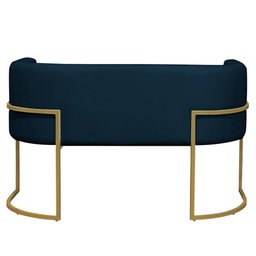 Namoradeira 2 Lugares Decorativa Luana Base Gold Veludo Azul Marinho - Montanaris Decor Md Montanari - 2