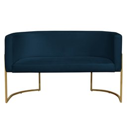 Namoradeira 2 Lugares Decorativa Luana Base Gold Veludo Azul Marinho - Montanaris Decor Md Montanari - 1