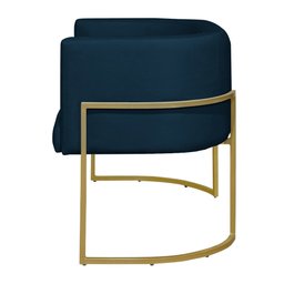 Namoradeira 2 Lugares Decorativa Luana Base Gold Veludo Azul Marinho - Montanaris Decor Md Montanari - 3