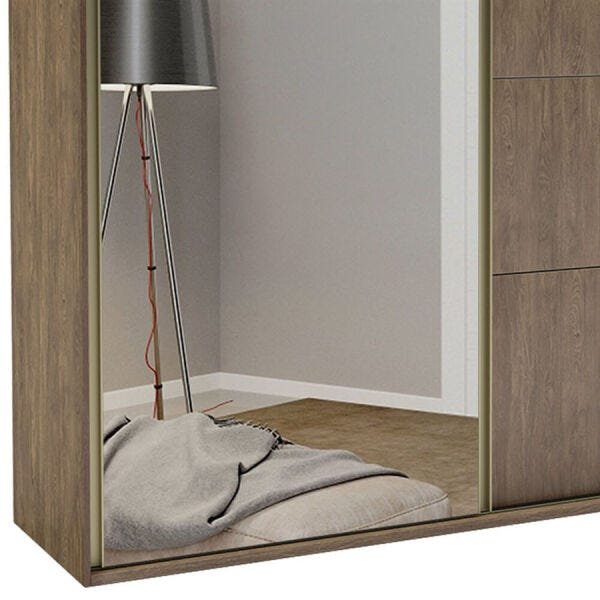 Guarda-Roupa Blima 207cm com 2 Portas de Correr com Espelho 100% MDF Ébano - 2