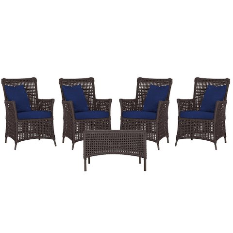 4 Poltronas e 1 Mesa Igapó em Alumínio Pintura Marrom Corda Náutica Estofado 10