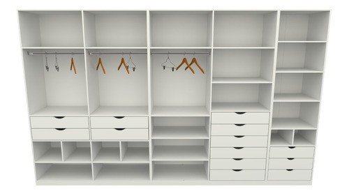 Kit Closet Armário Colmeia Roupeiro Cabideiro M54 100% Mdf - Branco - 2