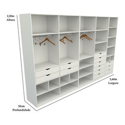 Kit Closet Armário Colmeia Roupeiro Cabideiro M54 100% Mdf - Branco - 1