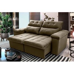 Sofá Retrátil/Reclinável Verona 2,00m Suede Velut Bege c/ Molas no Assento - King House - 2