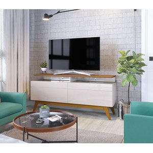 Rack para TV até 55 polegadas 146 cm 2 gavetas Classic Pés em Madeira Maciça