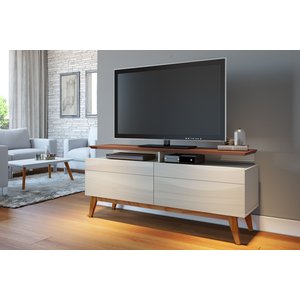 Rack para TV até 55 polegadas 146 cm 2 gavetas Classic Pés em Madeira Maciça