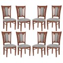 Ver imagem 1 de Kit 8 Cadeiras Estofada Munike 50 x 102 Cm Madeira Maciça Imbuia Linho Cinza L55 - RMI