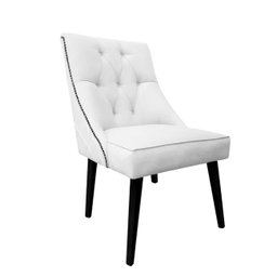 Cadeira De Jantar Bela Capitone Suede Branco com Tachas - 1