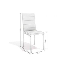 Conjunto: Mesa de Cozinha Reno c/ Tampo de Vidro 150cm + 6 Cadeiras Amsterdã Cromada/Branco - - 2