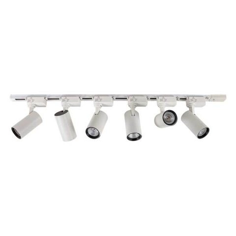 Kit 1 Trilho Eletrificado 1M + 6 Spots Branco 12W Branco Quente St1924