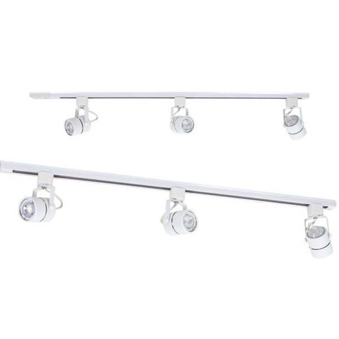 Trilho Eletrificado Branco 1M + 3 Spot + 3 LED Dicroica Mr16 3000K St2070