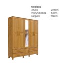 Ver imagem 3 de Guarda-Roupa Madeira 5 Portas 4 Gavetas Pollux Marrom/Nogueira