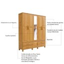 Ver imagem 5 de Guarda-roupa Madeira 5 Portas 4 Gavetas Pollux