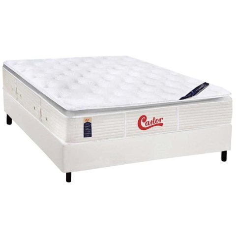 Cama Box Crc Casal + Colchão Molas Pocket Castor Vitagel Slx 138x188