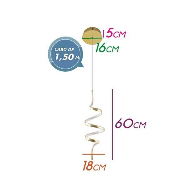 Pendente Worm LED Integrado 30w Quality Pd1427 Dourado St1897 - 2