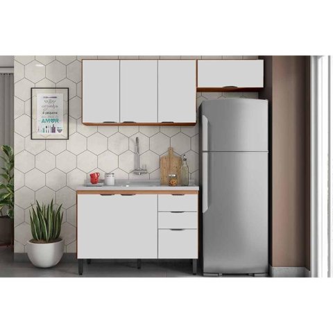 Cozinha Completa Firenze 3 Peças (1balcão+2aéreos) C3p50 Amendola/nude Prime Tx - Demóbile