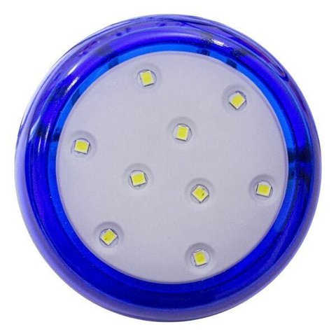 2x Luminária Piscina Azul Led Ø80mm 9w Luz Branco Frio + Fonte St1855