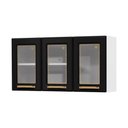 Ver imagem 1 de Armário de Cozinha Aéreo de Aço 3 Portas com Vidro 105cm Multimóveis Cr20359 Branco-preto
