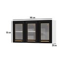 Ver imagem 4 de Armário de Cozinha Aéreo de Aço 3 Portas com Vidro 105cm Multimóveis Cr20359 Branco-preto