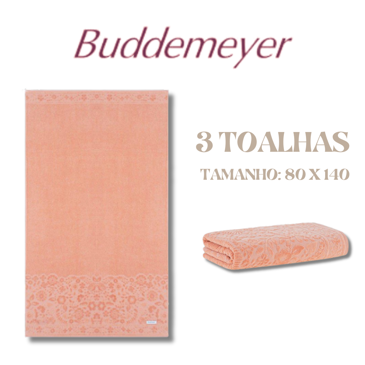 Kit 3 Toalhas de Banho Buddemeyer Candy 80x140:laranja - 2