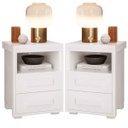 Ver imagem 1 de Kit 2 Mesas de Cabeceira 2 Gavetas Lóquio 100% Mdf - Casa Chick Branco
