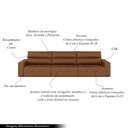 Ver imagem 4 de Sofá Retrátil 5 Lugares 344cm 3 Módulos Nero Usb Couro Caramelo Manchado G52 - Gran Belo