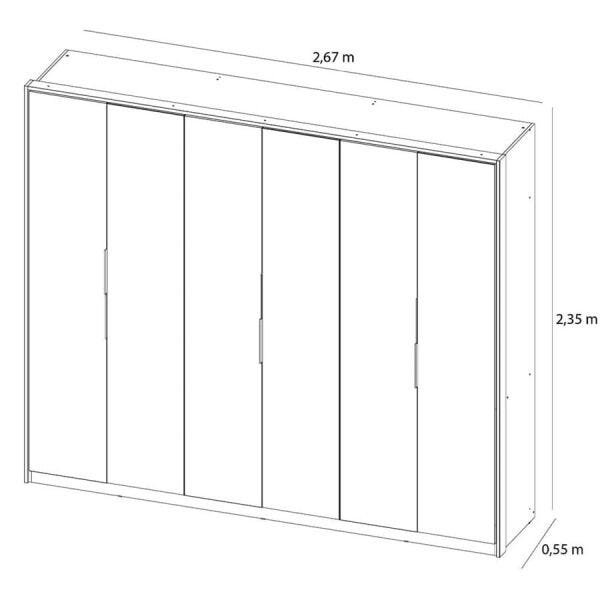 Guarda-Roupa Forbet 267cm com 6 Portas Espelhadas e 6 Gavetas Ambar - 5