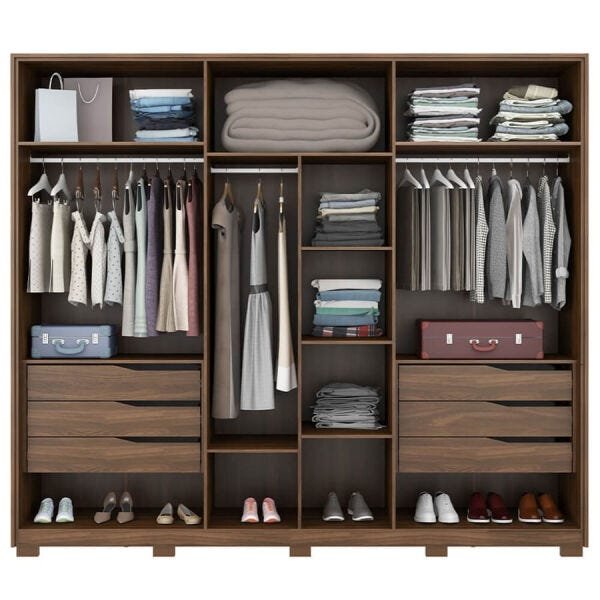 Guarda-Roupa Forbet 267cm com 6 Portas Espelhadas e 6 Gavetas Ambar - 4