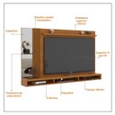 Ver imagem 4 de Painel Home Suspenso para Tv até 75 Polegadas Paris com Nichos Espelho e Ripado Lateral 218 Cm -