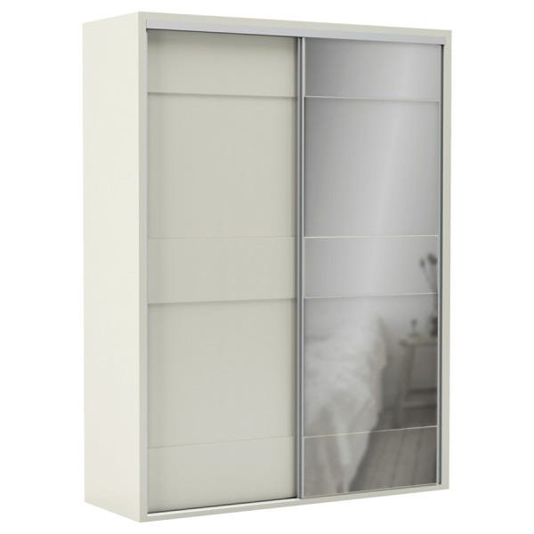 Guarda-Roupa Manson 179cm com 1 Porta Espelhada 100% MDF Off-White - 1