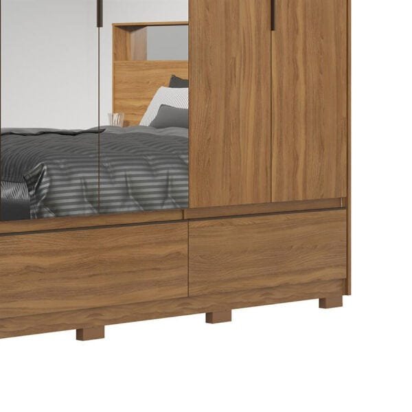 Guarda-Roupa Serafim 267cm com 6 Portas e 2 Espelhos Amêndoa - 7