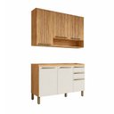 Ver imagem 3 de Armário de Cozinha Compacta Modulada 2 Peças 6 Portas sem Tampo 100% MDF Itália Yescasa Marrom/Amêndoa/Off-White