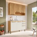Ver imagem 1 de Armário de Cozinha Compacta Modulada 2 Peças 6 Portas sem Tampo 100% MDF Itália Yescasa Marrom/Amêndoa/Off-White