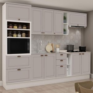 Cozinha Modulada Cristal 290cm Conjunto Provençal Completo Cor:fendi com Branco