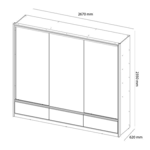 Guarda-Roupa Puegan 267cm com 3 Portas de Correr Amêndoa - 7