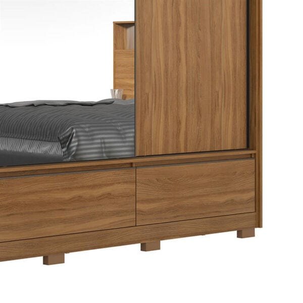 Guarda-Roupa Puegan 267cm com 3 Portas de Correr Amêndoa - 6