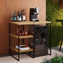 Ver imagem 1 de Buffet Aparador Adega Bar Bourbon 95cm Estilo Industrial para Sala Jantar Home Bar - Preto/Freijó