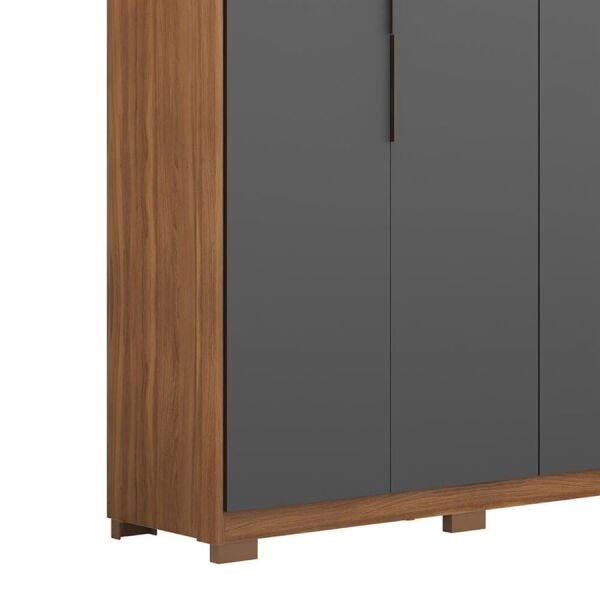 Guarda-Roupa Forbet 267cm com 6 Portas e 6 Gavetas Amêndoa/Grafito - 5