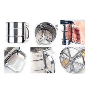 PENEIRA POLVILHADOR CANECA FARINHA INOX LUXO COM GATILHO