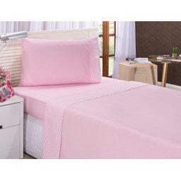 Lençol Solteiro Chevron Rosa 3 Pçs Tecido Aconchegante 100% Algodão - 2