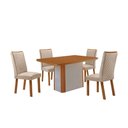 Ver imagem 5 de Conjunto Jantar Isadora 4 Lugares MDF Cadeiras Lira Veludo Off White 120cm Moderna