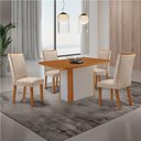 Ver imagem 1 de Conjunto Jantar Isadora 4 Lugares MDF Cadeiras Lira Veludo Off White 120cm Moderna
