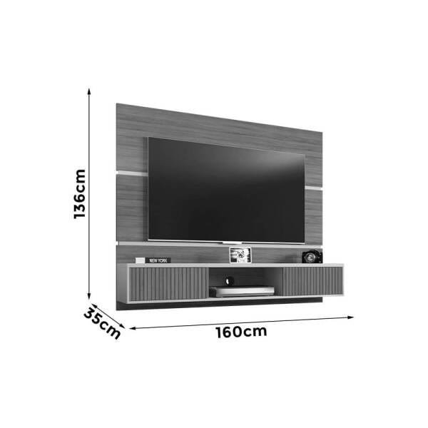 Home Suspenso Morisca para TV até 65 Polegadas com 2 Portas Cinamomo / Off White / Efeito Ripado - 7